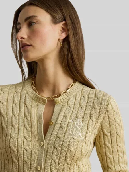 Kardigan rozpinany o kroju regular fit z czystej bawełny z wyhaftowanym logo Lauren Ralph Lauren