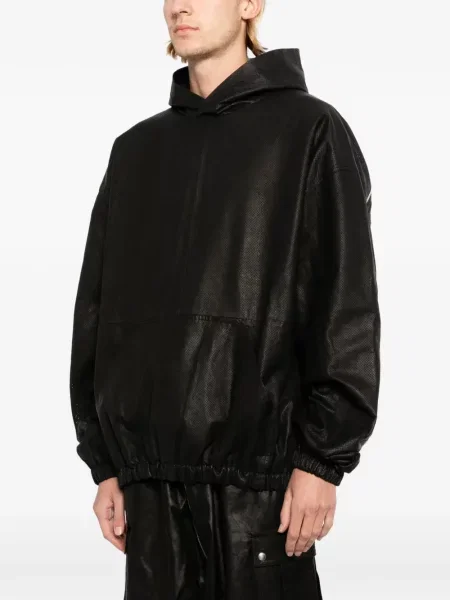 Δερμάτινο hoodie A Diciannoveventitre μαύρο