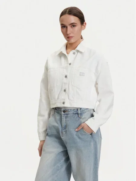 Tommy Jeans Farmer kabát Oversize fehér