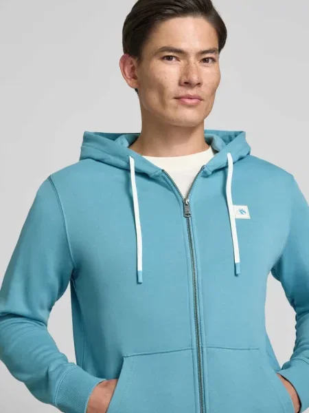 Bluza rozpinana z naszywką z logo i kieszenią kangurka Scotch & Soda błękitna