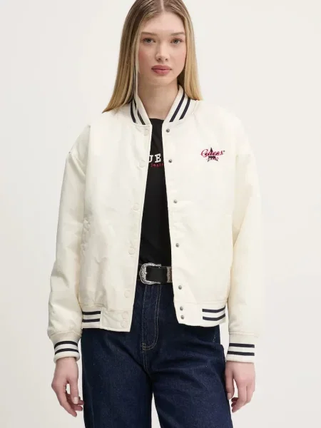 Яке бомбър Guess Jeans преходен модел с уголемена кройка бежово