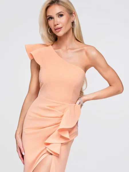 Elegantna koktejl obleka Edoti oranžna