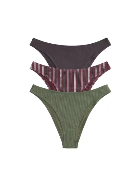 The Set Slip costum de baie ciocolatiu / verde închis / roșu bordeaux alb