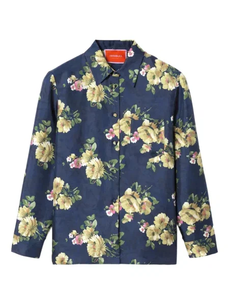 Cămașă La Doublej cu model floral albastru