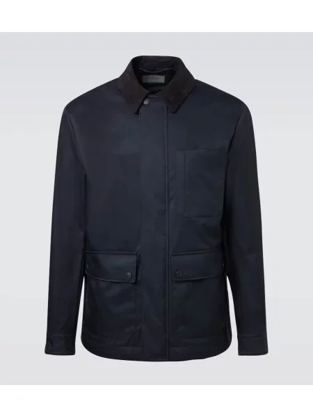 Geacă Canali din piele de căprioară albastru