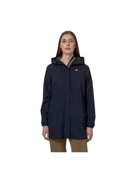 Kurtka K-way w grochy ze stretchu niebieska