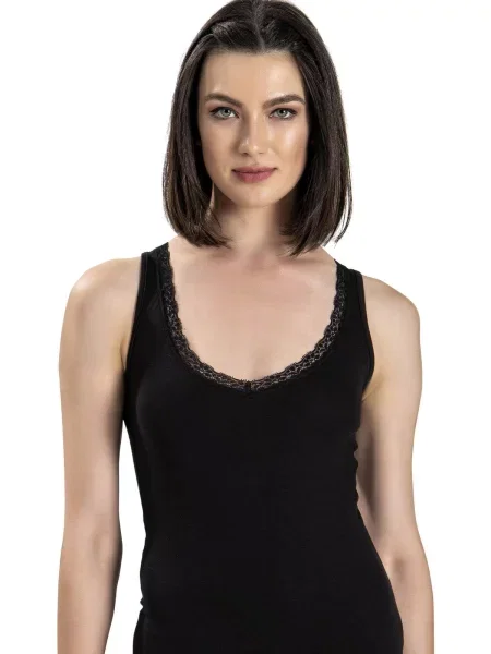 Майка женская с кружевом чорна
