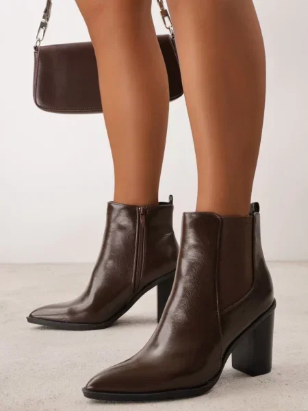 Botine elegante cu gros tip știbleti Kaspella maro