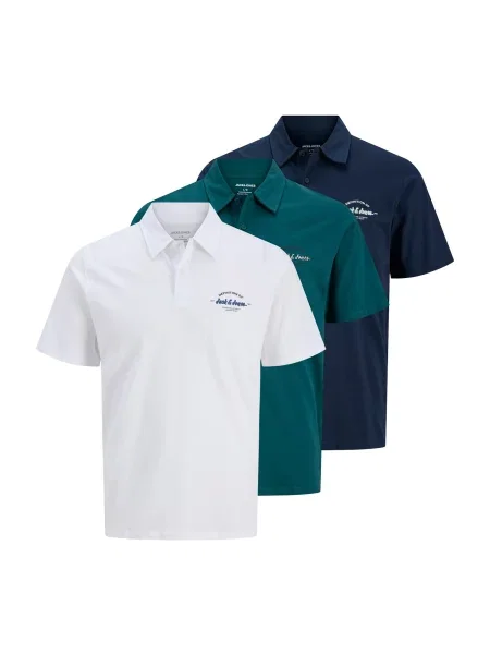 JACK & JONES Tricou JJBRANDON bleumarin / verde petrol alb