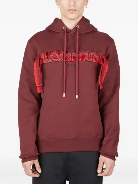 Hanorac cu glugă Lanvin cu broderie roșu