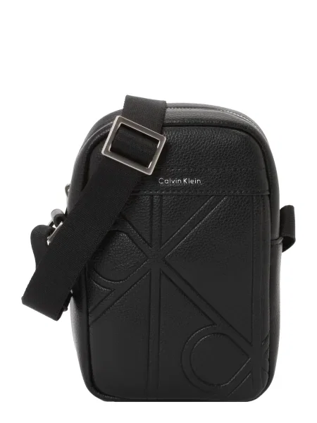 Calvin Klein Geantă crossover Emblem Aop Emboss Slim Reporter negru