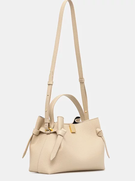 Yuzefi torebka skórzana GYOZA beżowa