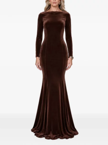 Rochie maxi Roserry de catifea maro