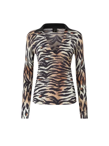 Wielobarwność top Pinko z nadrukiem zwierzęcym