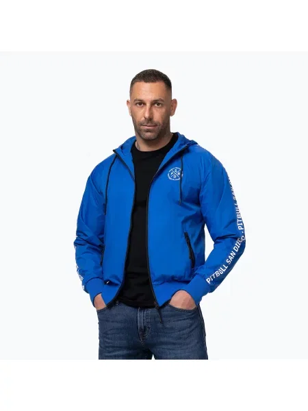 Мъжко яке Pitbull Athletic Tape Nylon Hooded electric blue синьо