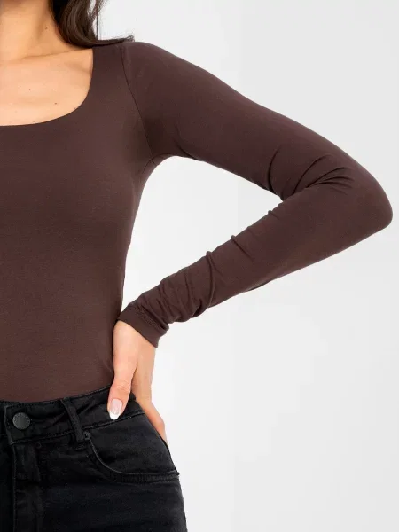 Tricou mânecă lungă Rue Paris cu mâneci lungi lung maro