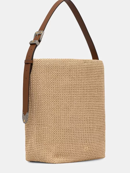 Pinko Geantă shopper BUCKET BIG TRITTICO cu adaos de piele bej