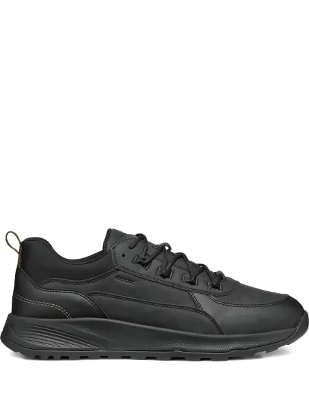 Sneakerși Geox cu șireturi din piele negru