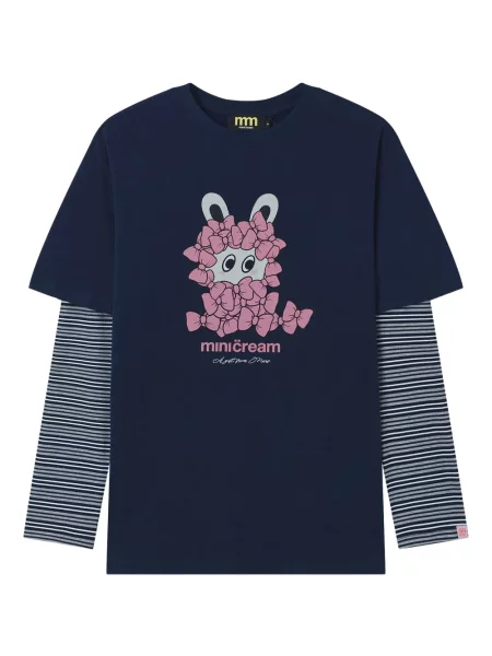 Długi mały top Mini Cream w paski niebieski