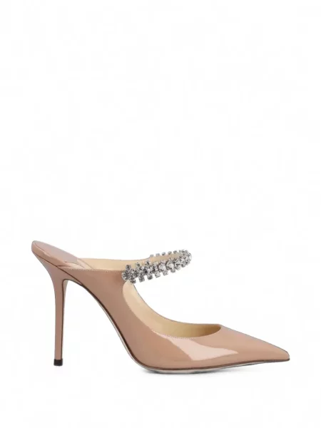 Papuci tip mules Jimmy Choo din piele cu bretele roz