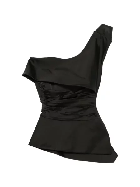 Top Mitiliane Couture drapat cu un umăr gol negru