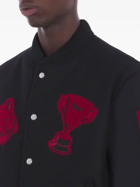 Geacă Maison Kitsune cu aplicații negru
