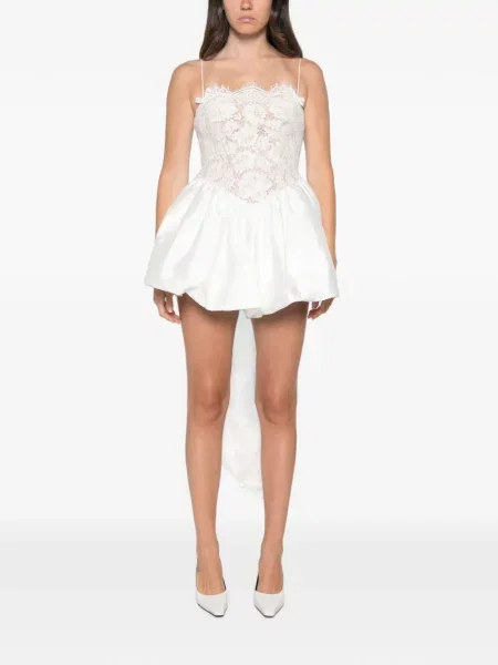 Rochie Self-portrait cu funde din dantelă alb