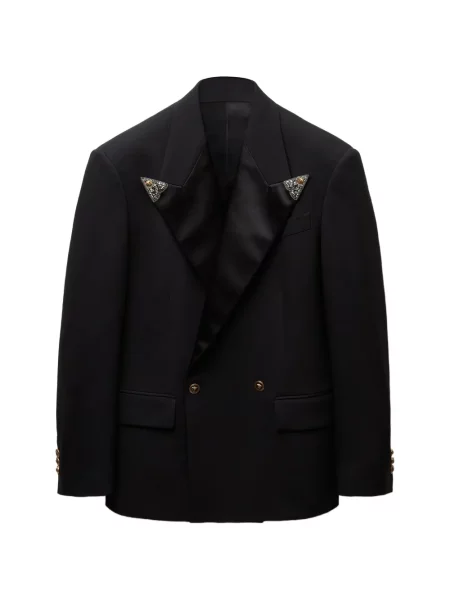 Sacou Versace cu broderie de lână cu rever negru