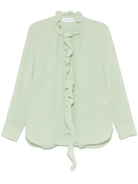 Cămașă Victoria Beckham cu volane verde