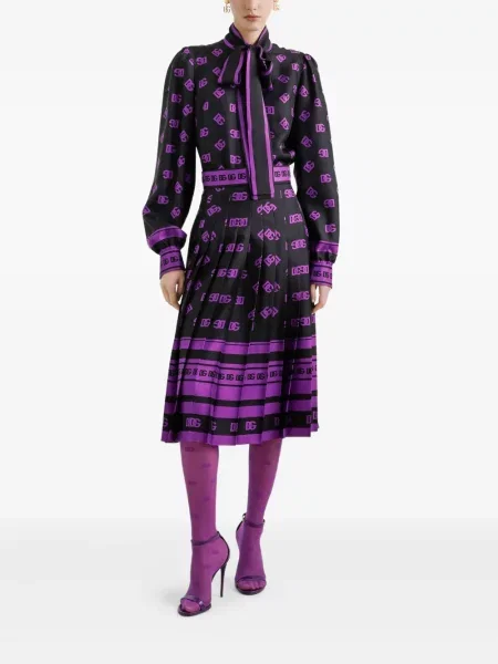 Fusta plisata Dolce & Gabbana plisată până la genunchi negru