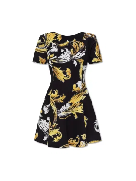 Sukienka jeansowa Versace Jeans Couture z nadrukiem czarna