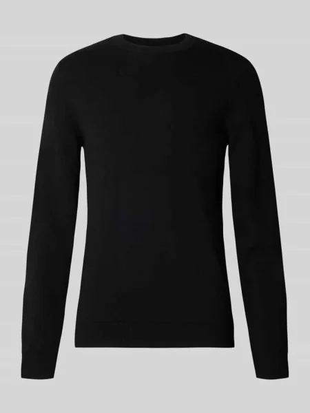 Sweter z dzianiny z mieszanki bawełny i kaszmiru z okrągłym dekoltem Mcneal czarny