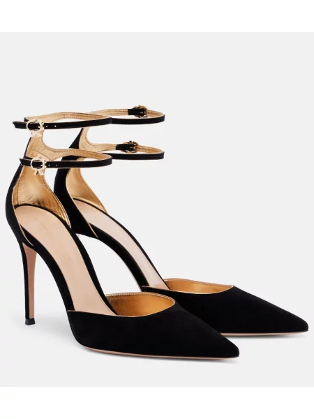 Pantofi cu toc Gianvito Rossi din piele de căprioară negru