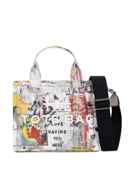 Geantă shopper Marc Jacobs din canvas alb