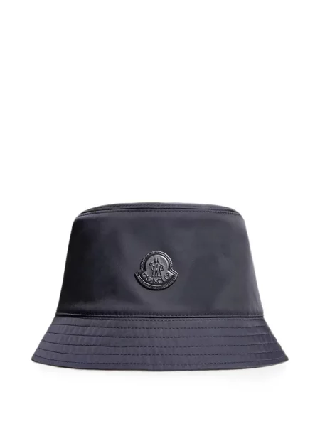 Pălărie Moncler din piele cu autograf albastru