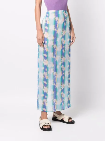 Květinové maxi maxi sukně Nina Ricci s potiskem modré