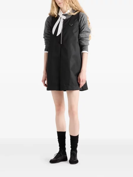 Rochie mini Prada plisată de costum de jumătate de fermoar negru