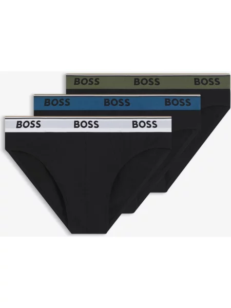 Slipy BOSS Brief Power czarno-biało-zielone 3 sztuki S czarne