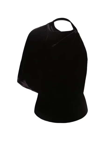 Top Róhe de catifea drapat negru