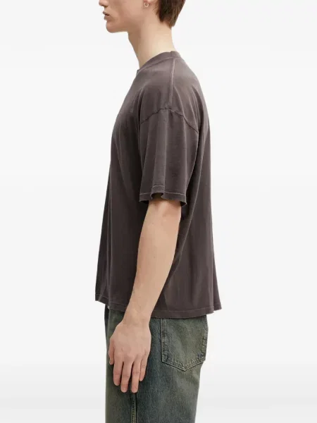 Tricou Represent cu broderie scurt maro