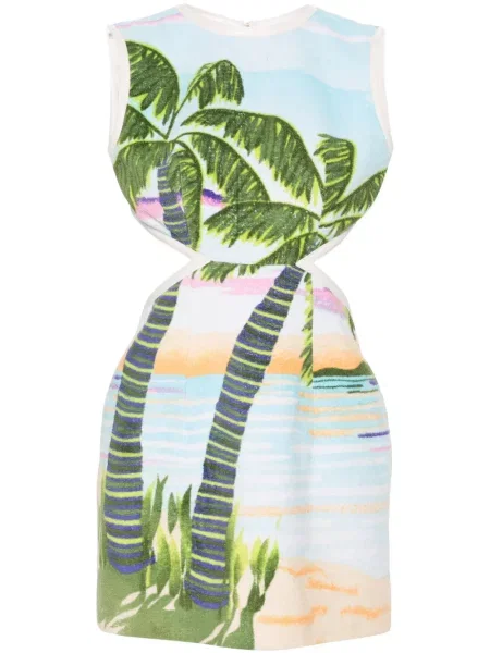 Rochie mini Marine Serre cu imagine din jacard de costum verde
