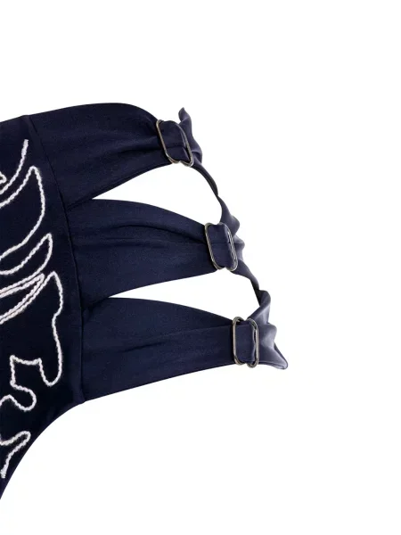 Bikini Agua Bendita cu broderie albastru