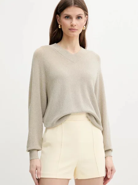 Elisabetta Franchi szorty żółty gładkie high waist beżowe