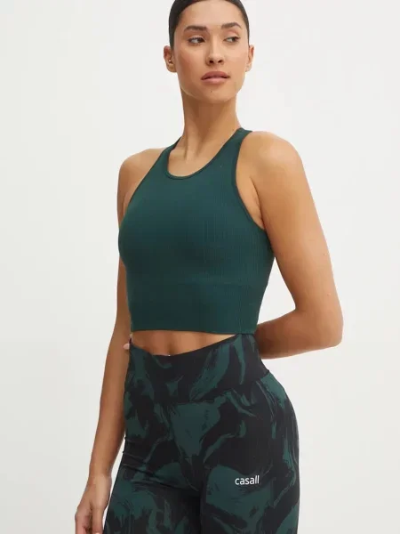 Сутиен за йога Casall Multi Rib с изчистен дизайн зелено