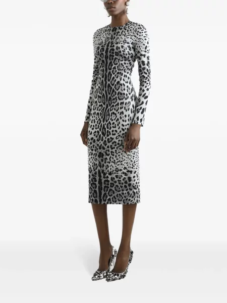 Rochie Dolce & Gabbana cu imagine cu model leopard de costum gri