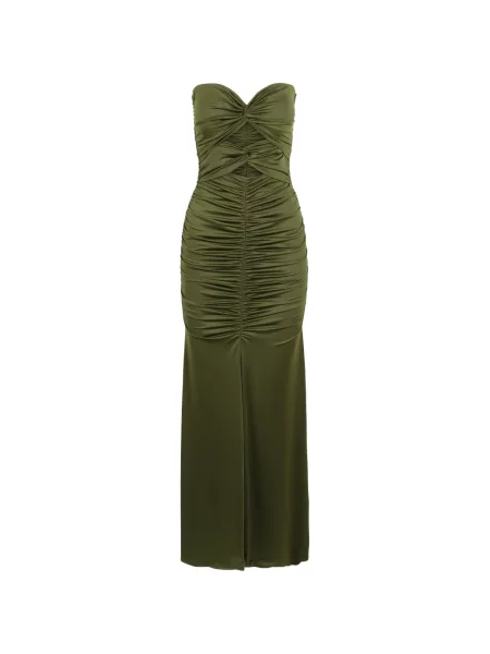 Rochie Essentiel Antwerp cu volane fără bretele de costum verde