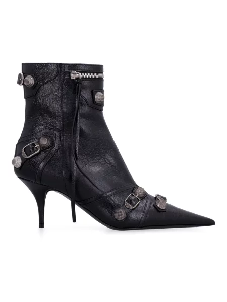Lniane botki Balenciaga z nitami czarne