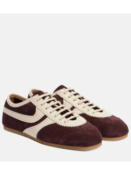 Sneakerși Dries Van Noten din piele de căprioară violet