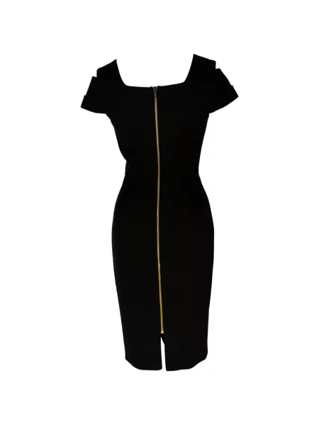 Rochie midi Roland Mouret cu decolteu în V negru