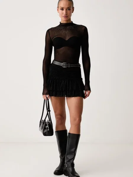 Tricou cu mânecă lungă Silvian Heach negru